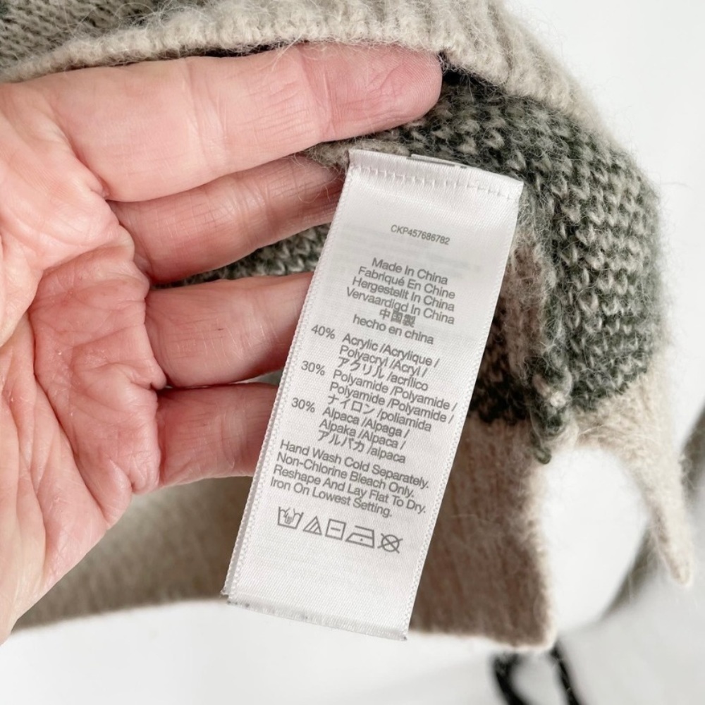 Madewell Thornton Animal Print Mockneck Sweater Alpaca Blend Cream XS - Picture 9 of 10